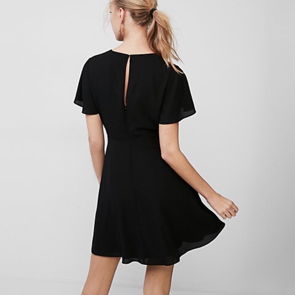 flutter sleeve fit and flare dress